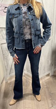 Dark Denim Washed Peplum Jacket