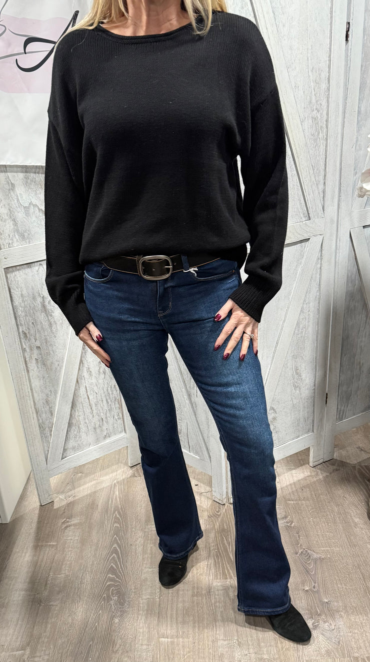 Black Crew Neck Oversized Sweater