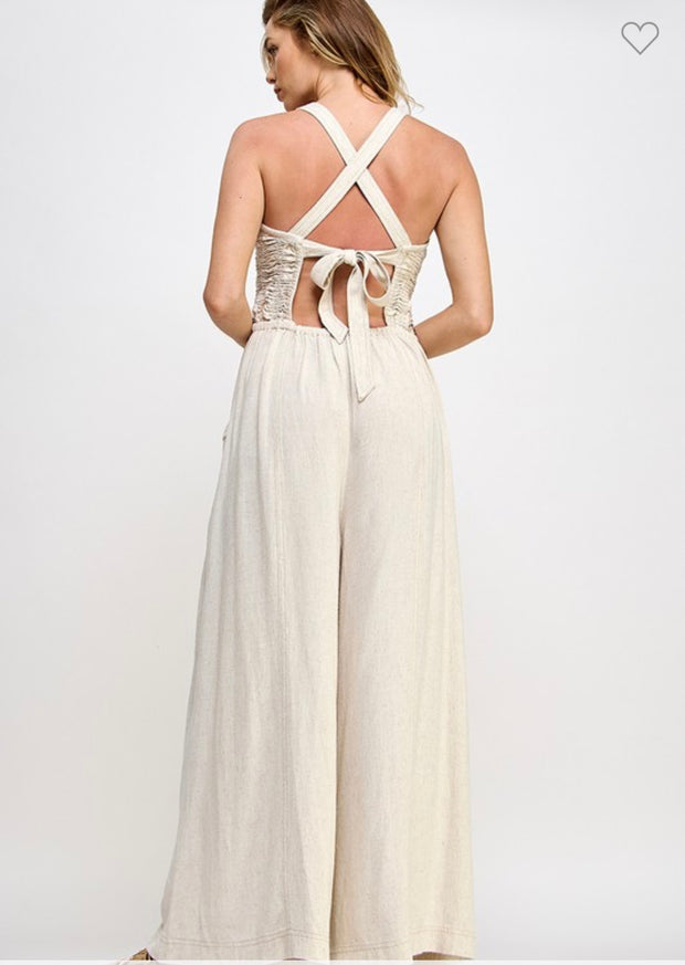 Natural Always Ruched One Piece Jumpsuit