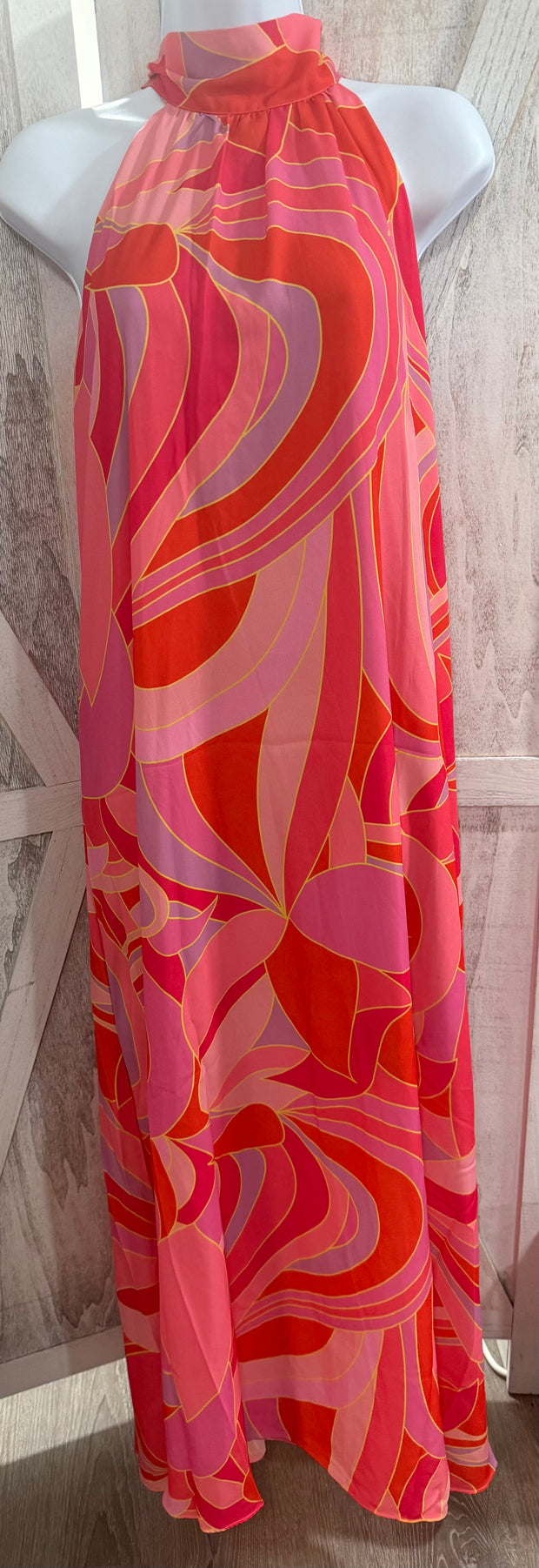Tie Neck Multi Color Maxi Dress
