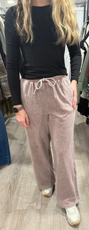 Washed Wide Leg Drawstring Lounge Pants- Available in 2 Colors