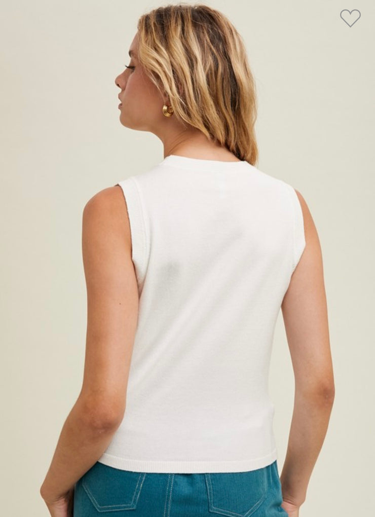 Lightweight Sleeveless Sweater- Available in Black and White