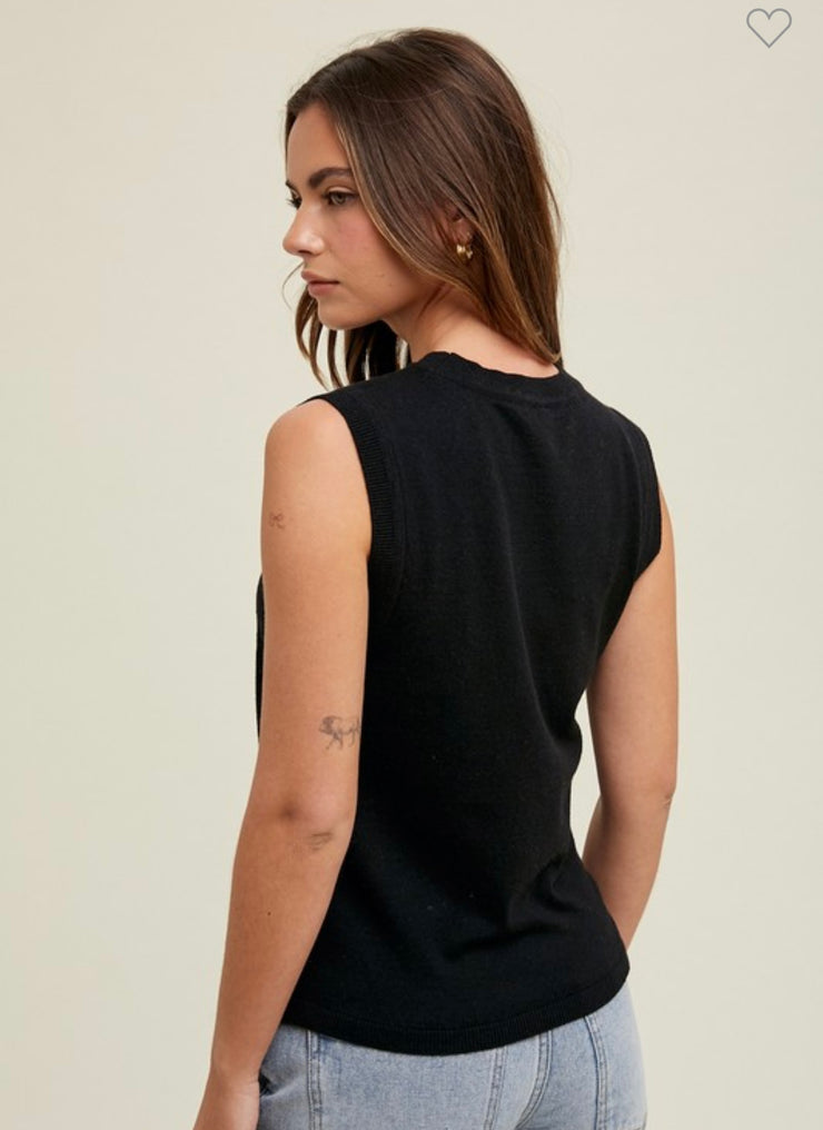 Lightweight Sleeveless Sweater- Available in Black and White