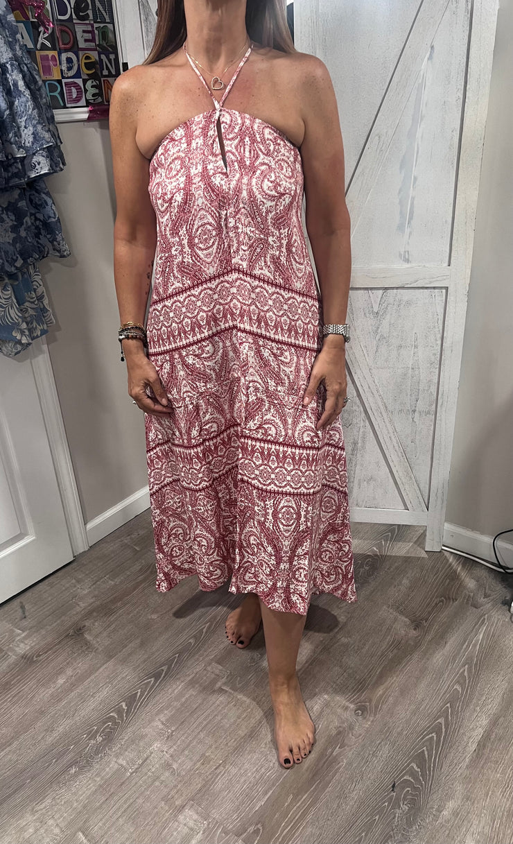 Red Paisley Printed Halter Maxi Dress shopardenboutique Red Paisley Printed Halter Maxi Dress shopardenboutique