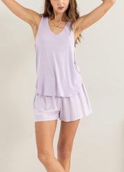 Lavender V Neck Tank Top