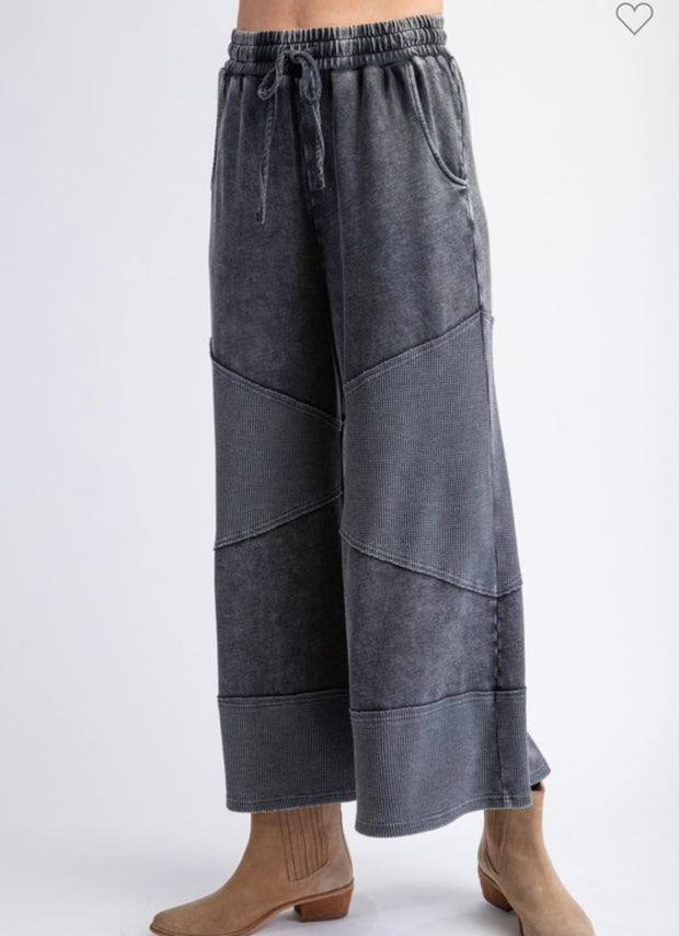 Black Washed Thermal Mix Knit Pant- Matching Top Available