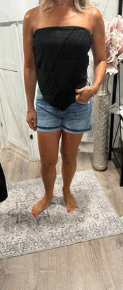 Black Lace Bandana Top