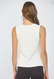 Cream Gold Buttton Closure Sweater Vest