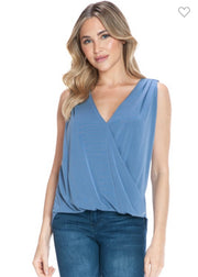 Denim Surplice Top- Also Available in Black