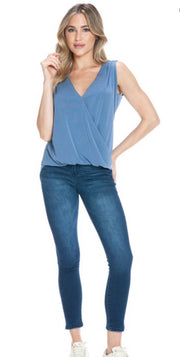 Denim Surplice Top- Also Available in Black