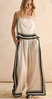 Tan/Black Border Stripe Pattern Tank-Matching Pants Available