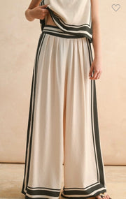 Tan/Black Border Stripe Pattern Pants- Matching Top Available