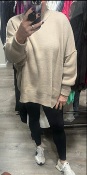 Oversized Comfy Ribbed Sweater- Available in 3 Colors: Black, Light Grey, Grey & Taupe