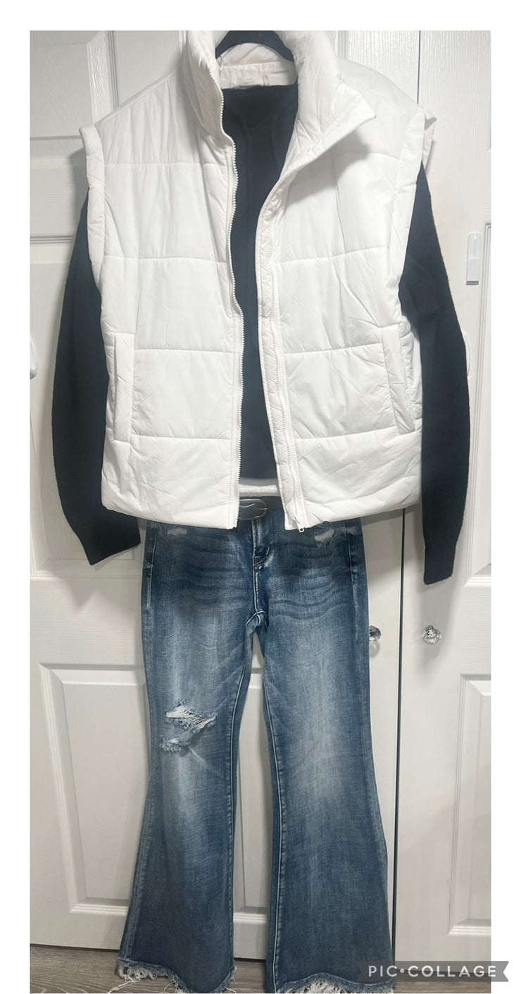 White Oversized Puff Vest