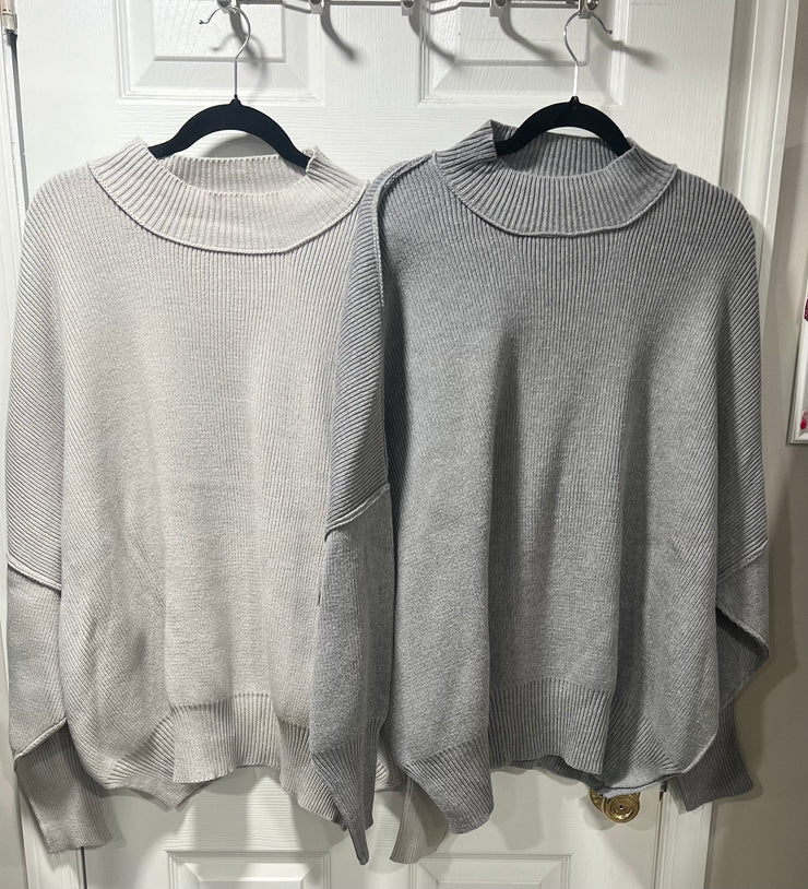 Oversized Comfy Ribbed Sweater- Available in 3 Colors: Black, Light Grey, Grey & Taupe