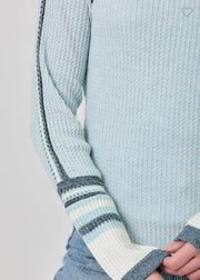 Ice Blue Raglan Sleeve Trim Detail Top