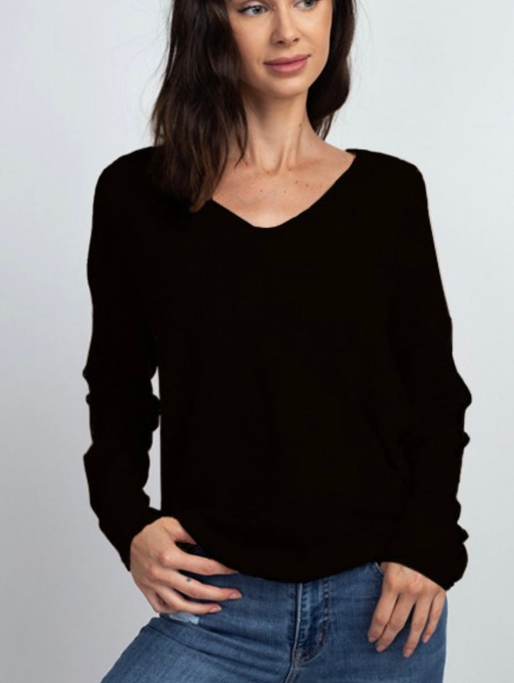 Black V Neck Super Soft Pullover