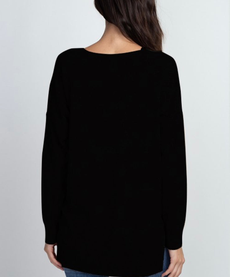 Black V Neck Super Soft Pullover