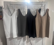 Super Soft Reversible V or U Neckline Seamless Tank Tops- Comes in Black, White, Light Denim, Charcoal & Mocha