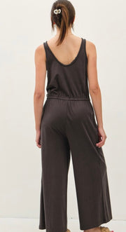 Charcoal Cotton Tank Wide Leg Jumpsuit