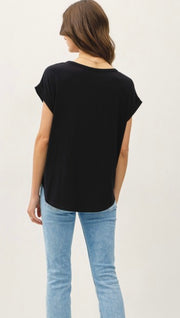 Dressy Crew Neck With Capped Sleeve- Available in Black & Natural