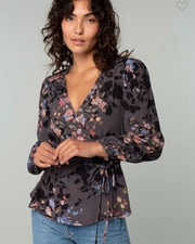 Floral Tie Waist Wrap Top