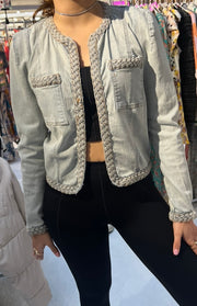 Light Denim Braided Trim Jacket