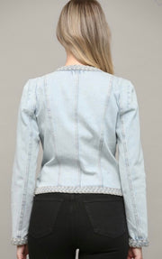 Light Denim Braided Trim Jacket