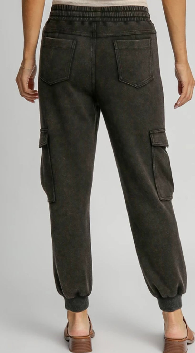 Ash Mineral Washed Comfy Cargo Pants