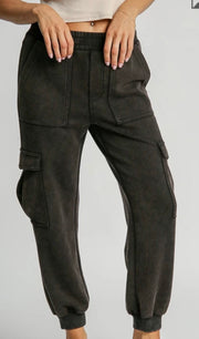 Ash Mineral Washed Comfy Cargo Pants