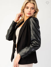 Black Argyle Pleather Blazer Jacket