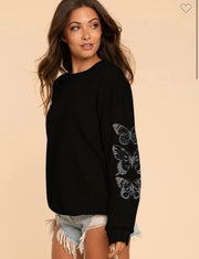 Black Butterfly Print Top