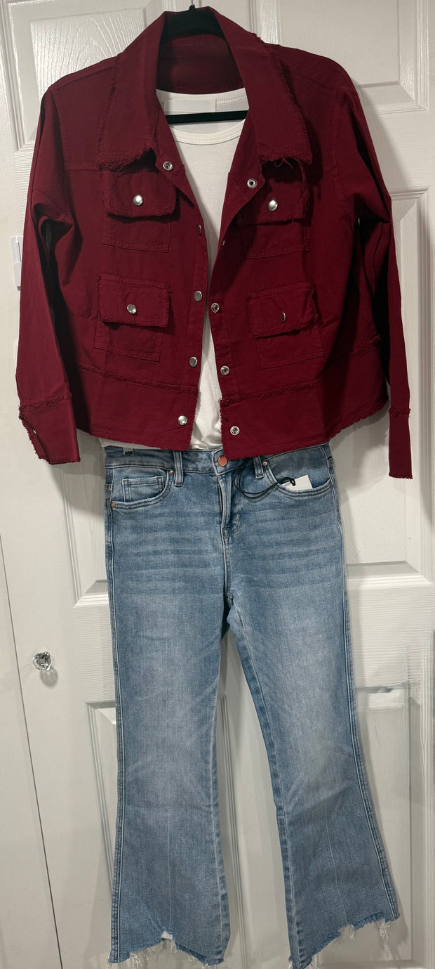 Light Cotton Jacket With Fray Detail- 3 Fall Colors