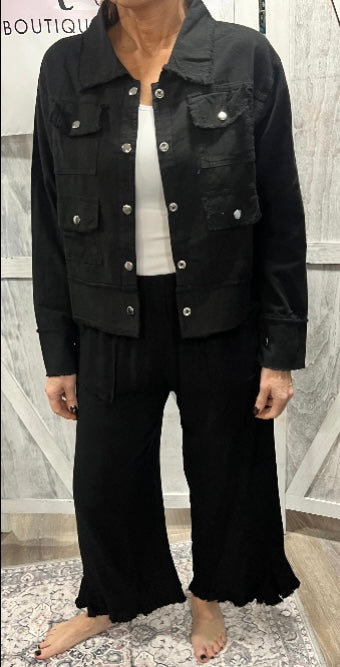 Light Cotton Jacket With Fray Detail- 3 Fall Colors
