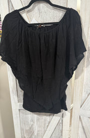 Black Overlay Top With Embroidered Flower Detail- Matching Pants Available