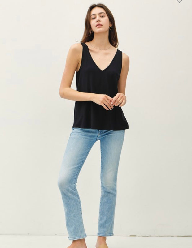 Flowy Modal V Neck Tank- Available in Black & Sky Blue