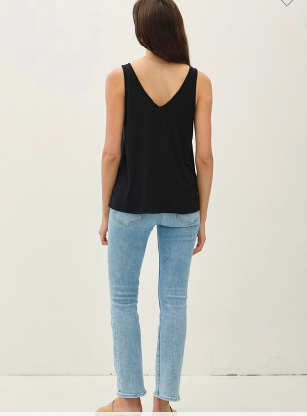 Flowy Modal V Neck Tank- Available in Black & Sky Blue