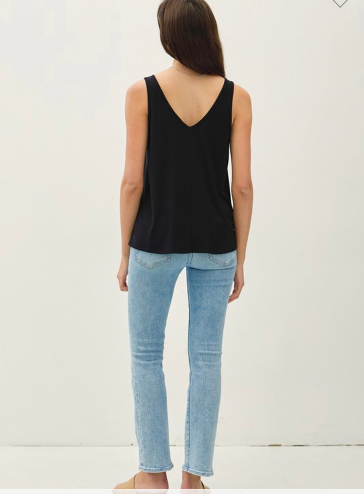Flowy Modal V Neck Tank- Available in Black & Sky Blue