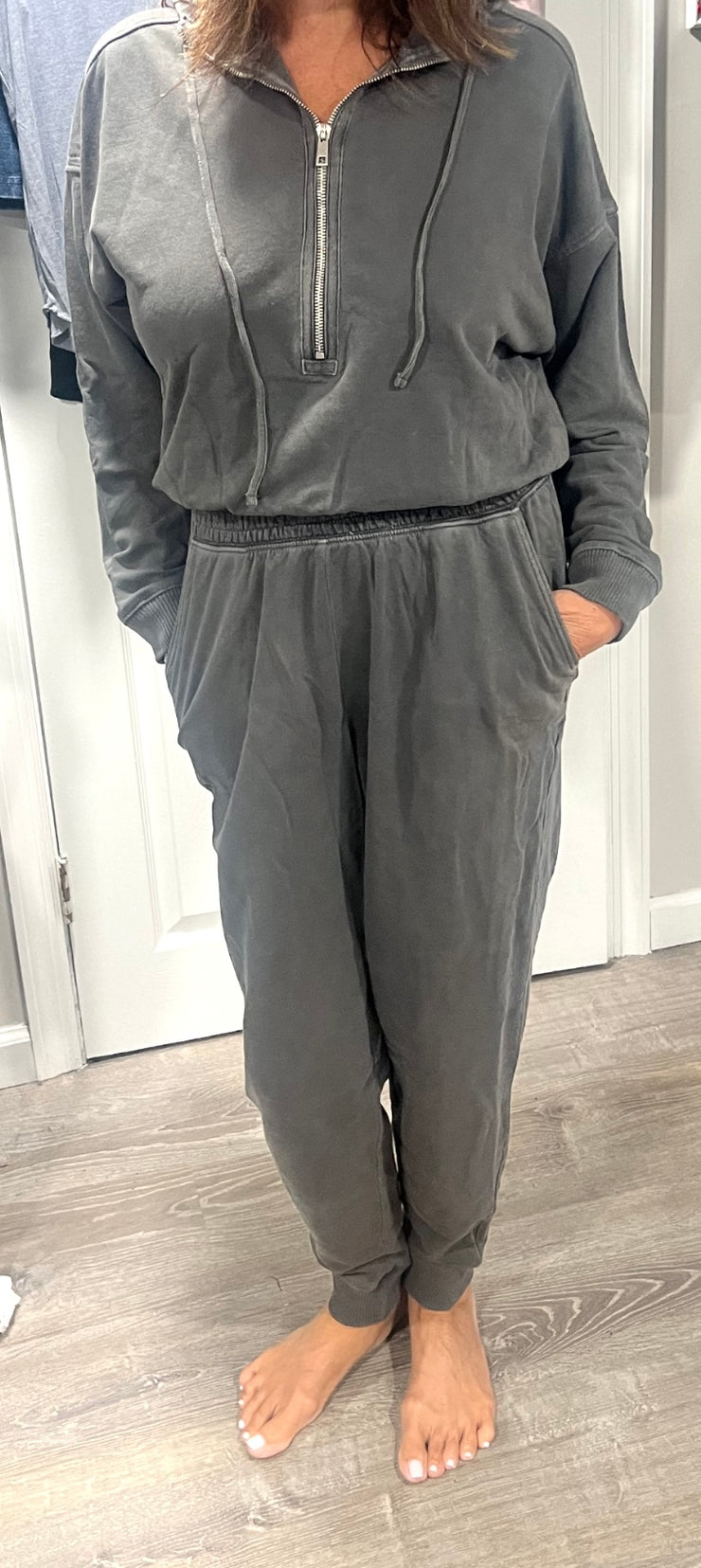 Charcoal Washed French Terry Jumpsuit