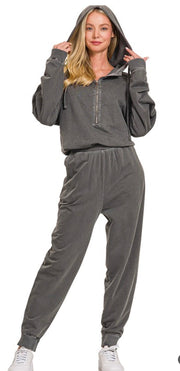 Charcoal Washed French Terry Jumpsuit