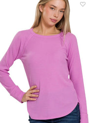 Baby Waffle Long Sleeve Top- Available in 4 Colors