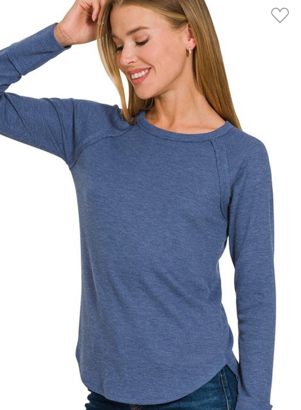 Baby Waffle Long Sleeve Top- Available in 4 Colors