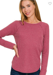 Baby Waffle Long Sleeve Top- Available in 4 Colors
