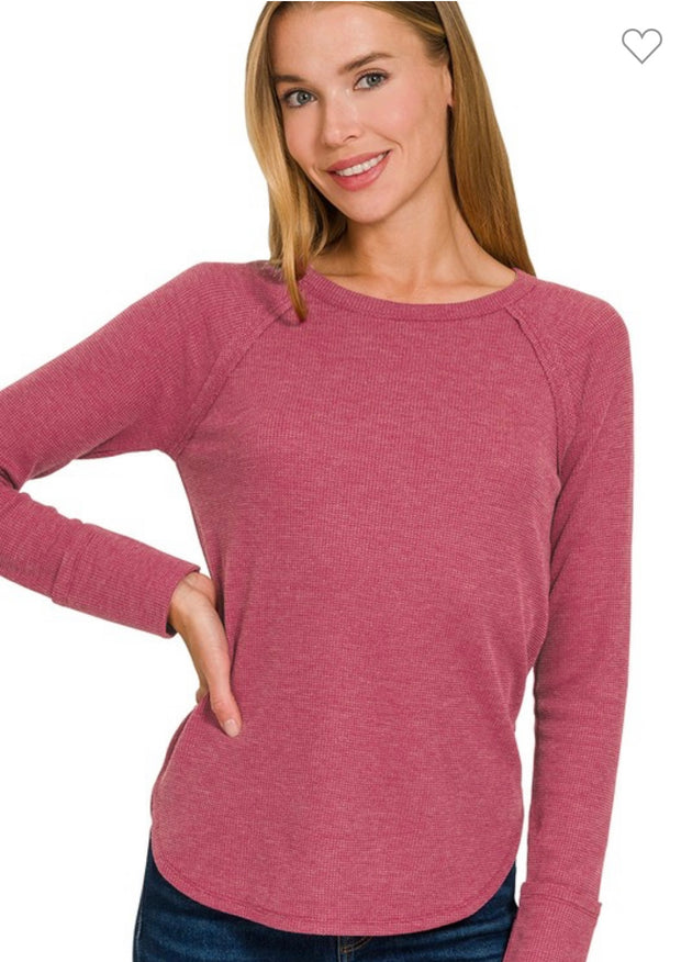 Baby Waffle Long Sleeve Top- Available in 4 Colors