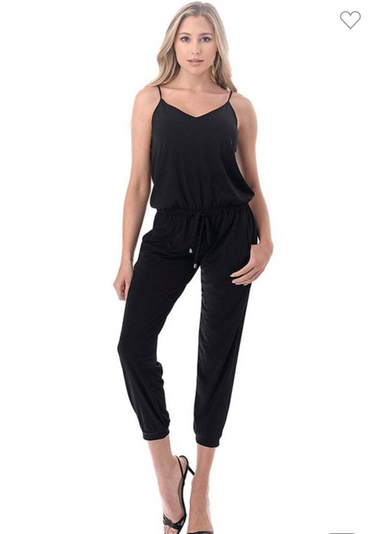 Black Tank Jogger Leg Jumpsuit