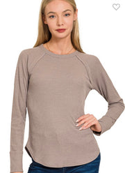 Baby Waffle Long Sleeve Top- Available in 4 Colors