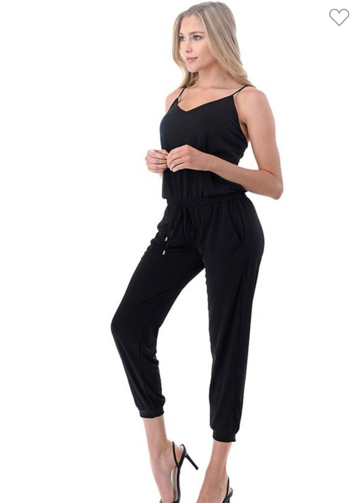 Black Tank Jogger Leg Jumpsuit