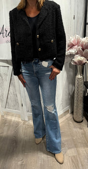Black Tweed Jacket With Gorgeous Gold Buttonsl