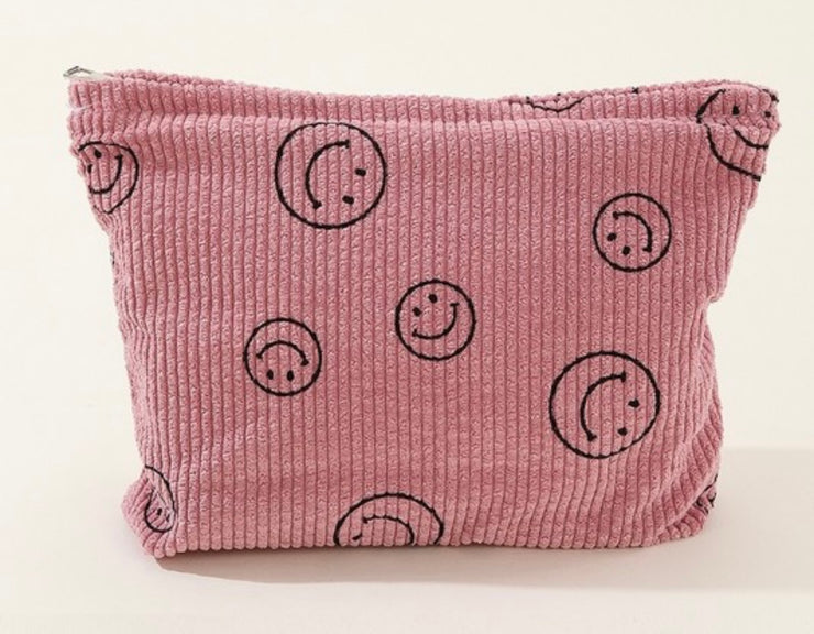 Corduroy Smile Cosmetic Makeup Bag- Comes in 4 Colors