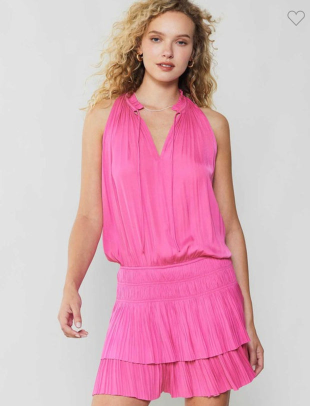 Azalea Pink Sleeveless Pleated Dress- Available in 4 Colors!